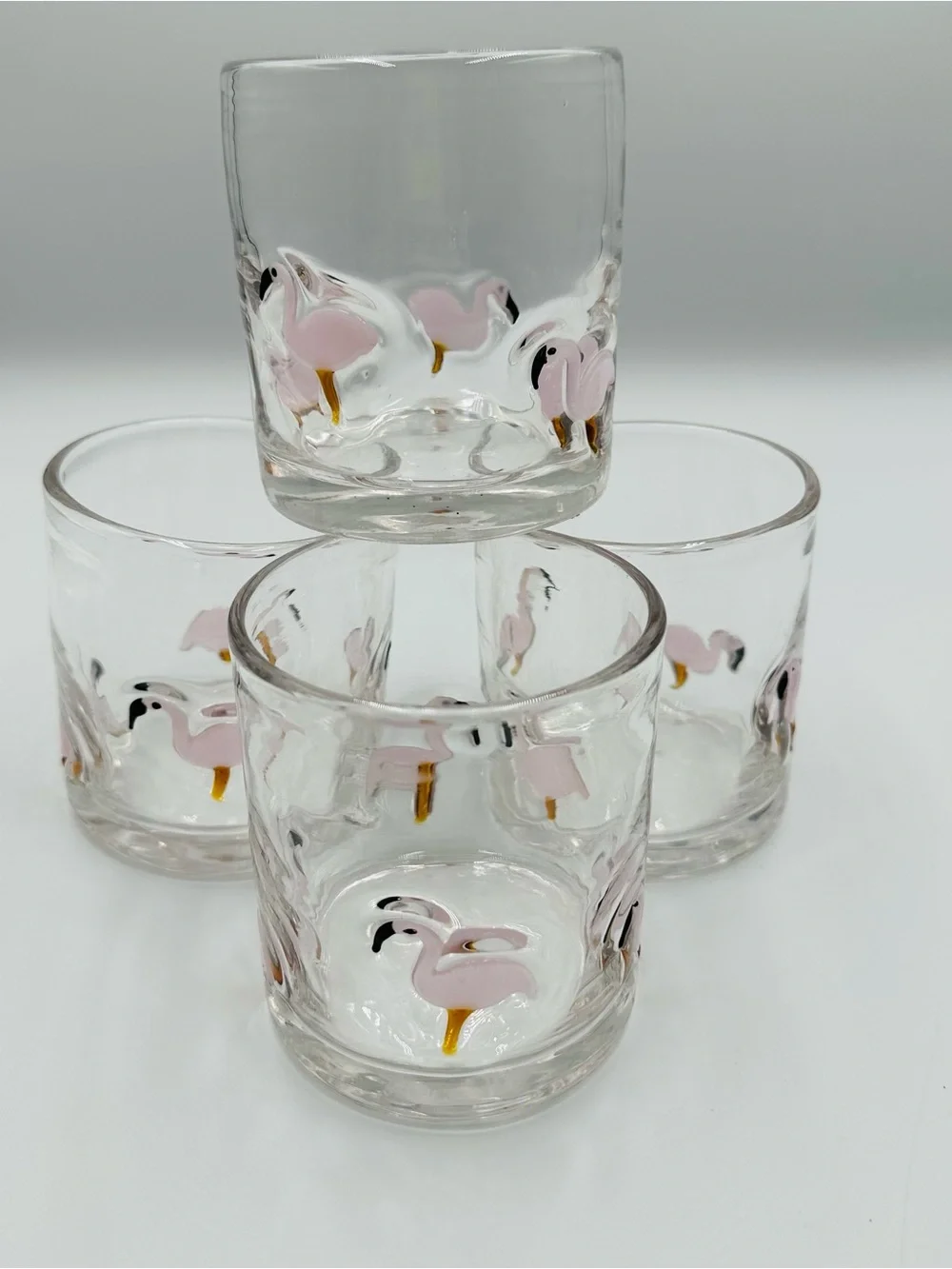 Pink Flamingo Glass Tumbler - Set of 4